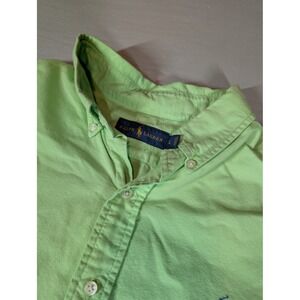 Ralph Lauren Mens Classic Fit Short Sleeve Button Down Shirt Lime Green Size L